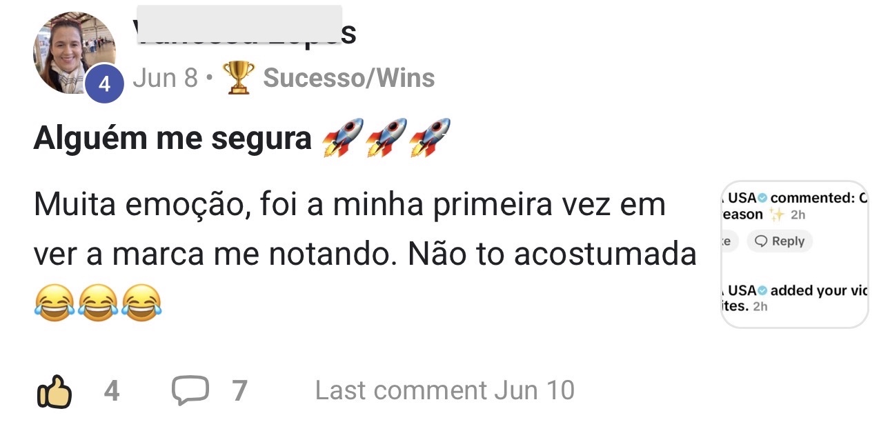Aluna Vanessa: marca notou o conteúdo dela