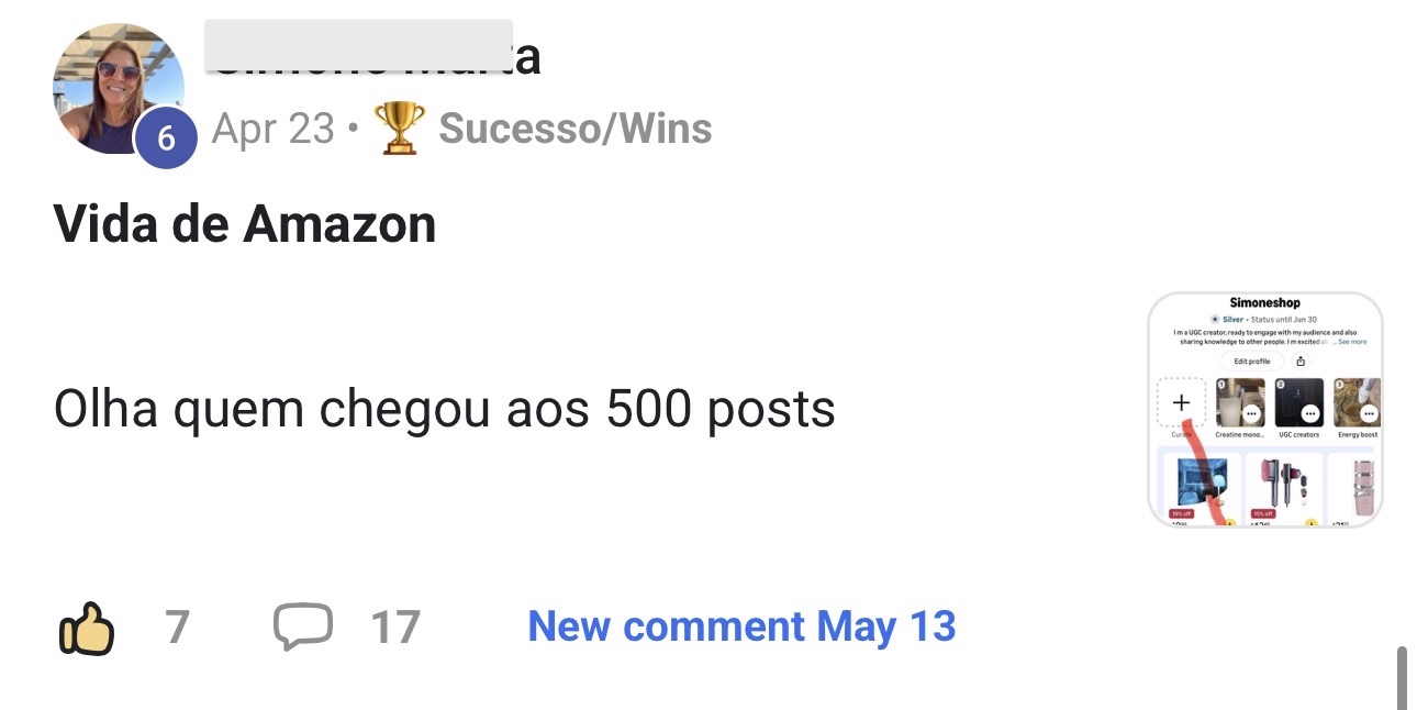 Aluna Simone: chegou aos 500 posts